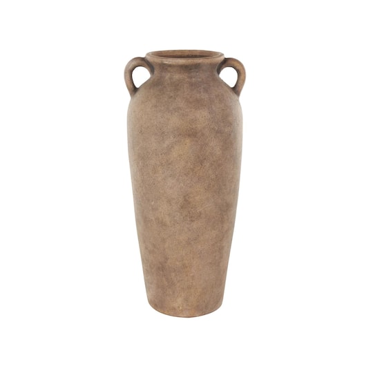 20" Copper Ceramic Antique Style Textured Vase with Handles